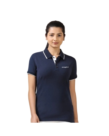 Greys&Blues Jacq Polo Womens T-Shirt-Navy Blue with White Tipping